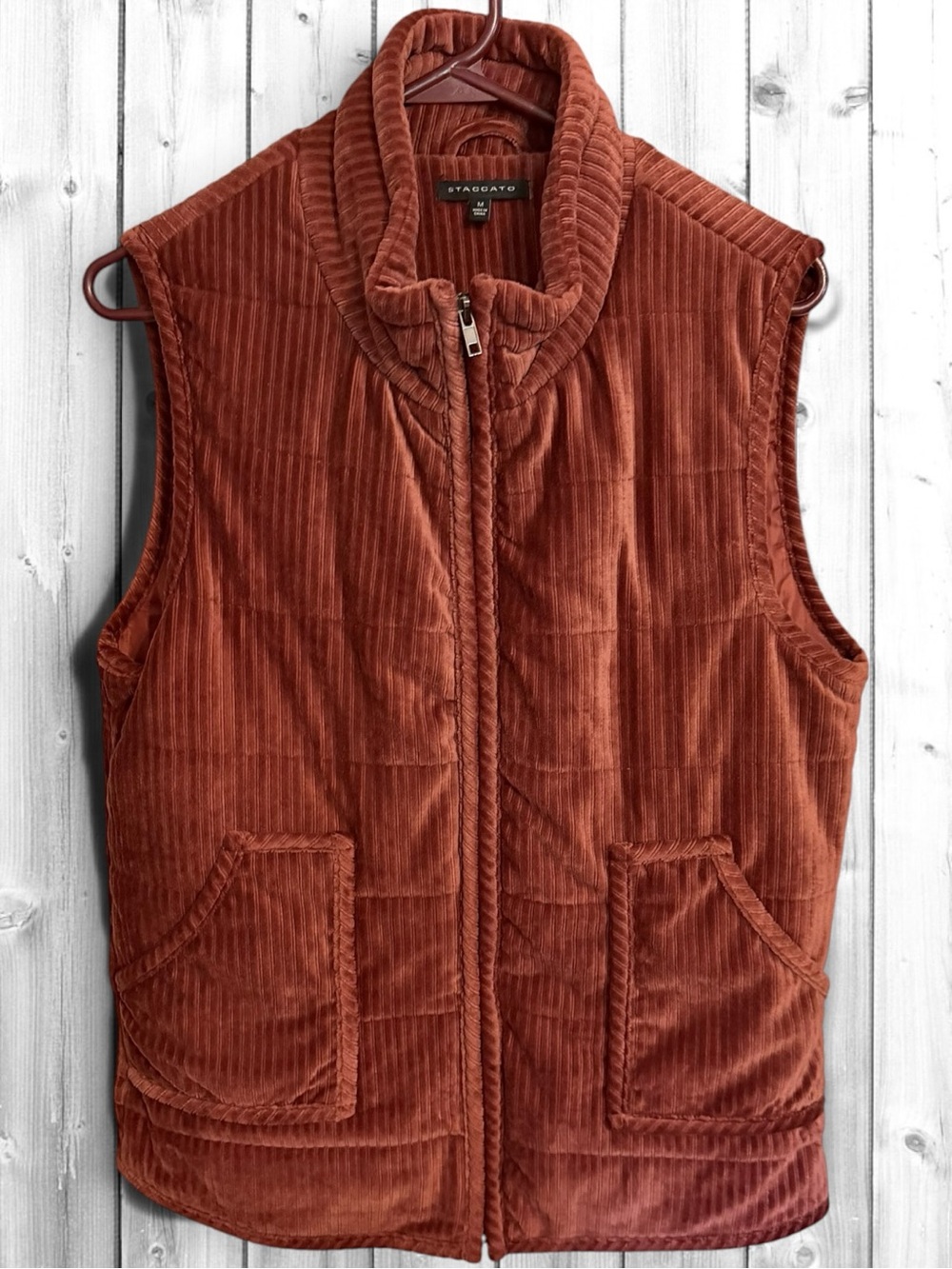 🌼Staccato Burnt Orange Corduroy Quilted Vest